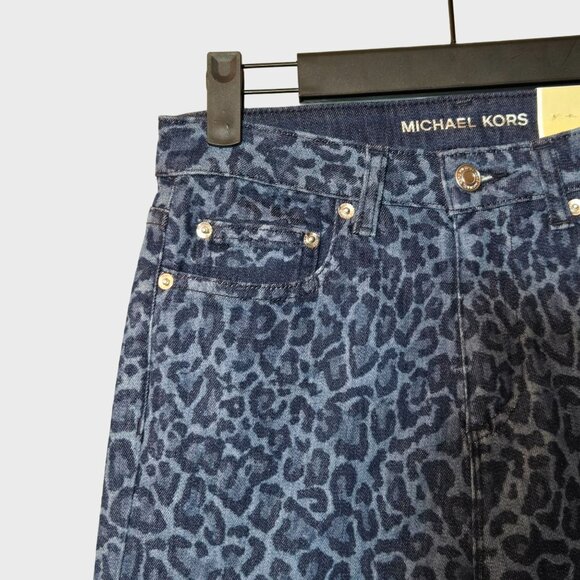 Michael Kors Selma High Rise Skinny Jeans Dusk Blue Wash Animal Print Size 2 NWT - Picture 4 of 12